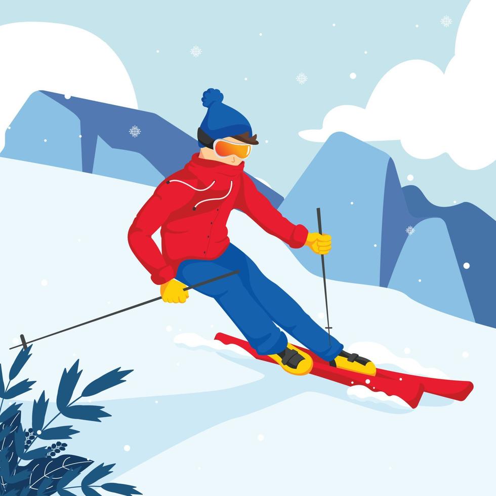 Ice Skiing Winter Sport Activity vector