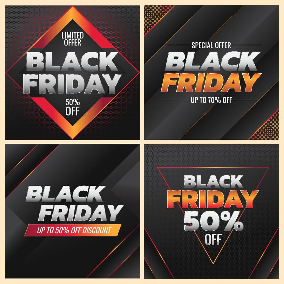 Black Friday Social Media Set vector