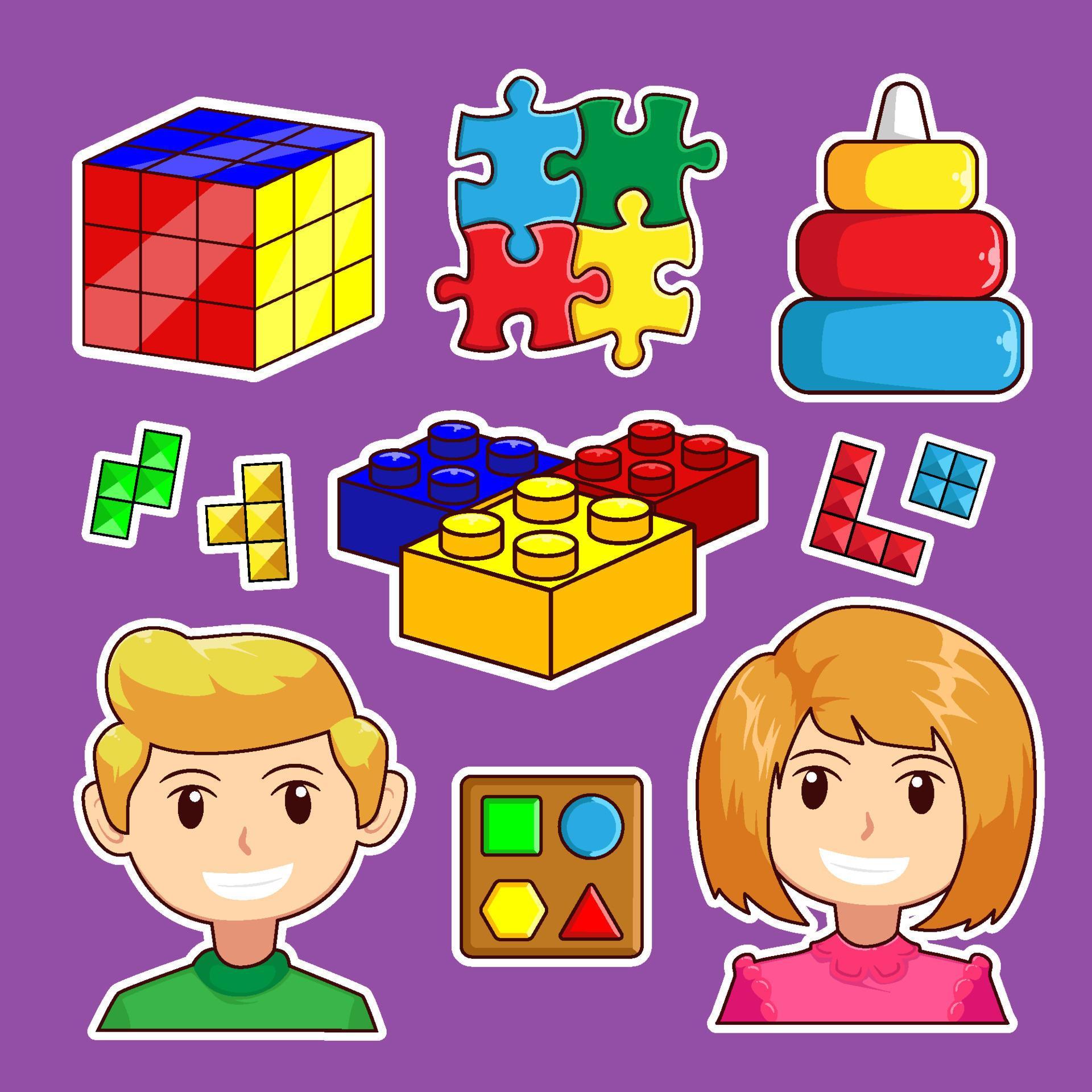 Children Activity Puzzle Sticker Set 4569106 Vector Art at Vecteezy