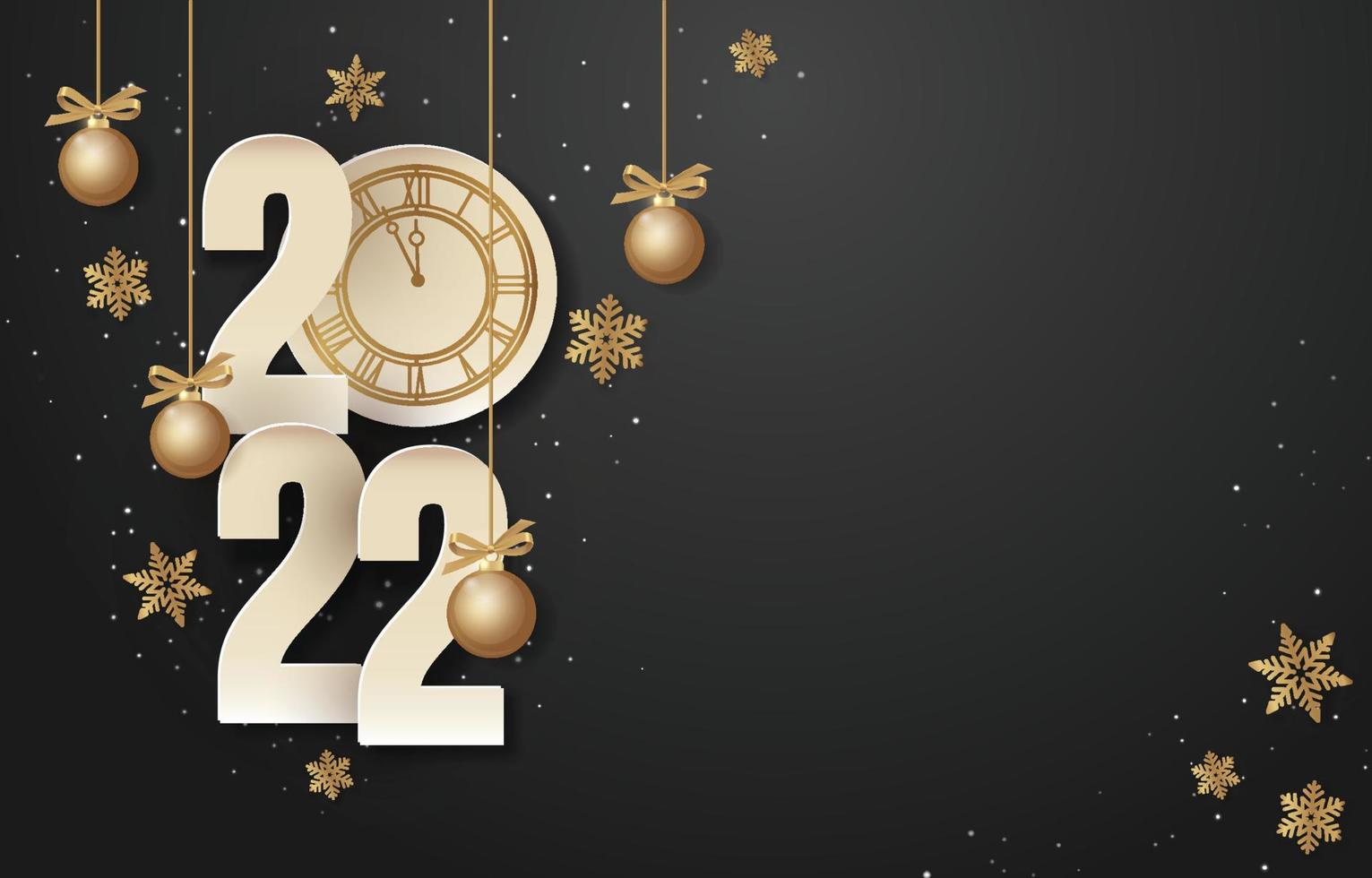 Fondo de año nuevo 2022 en negro y dorado. vector
