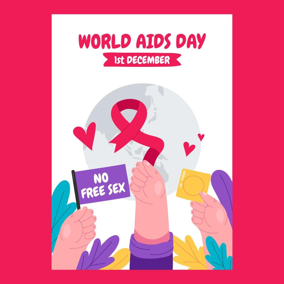 Hands Rise Up Celebrating AIDS Day vector