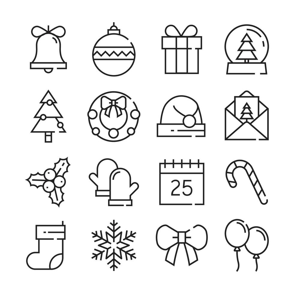 conjunto de iconos de línea de navidad vector