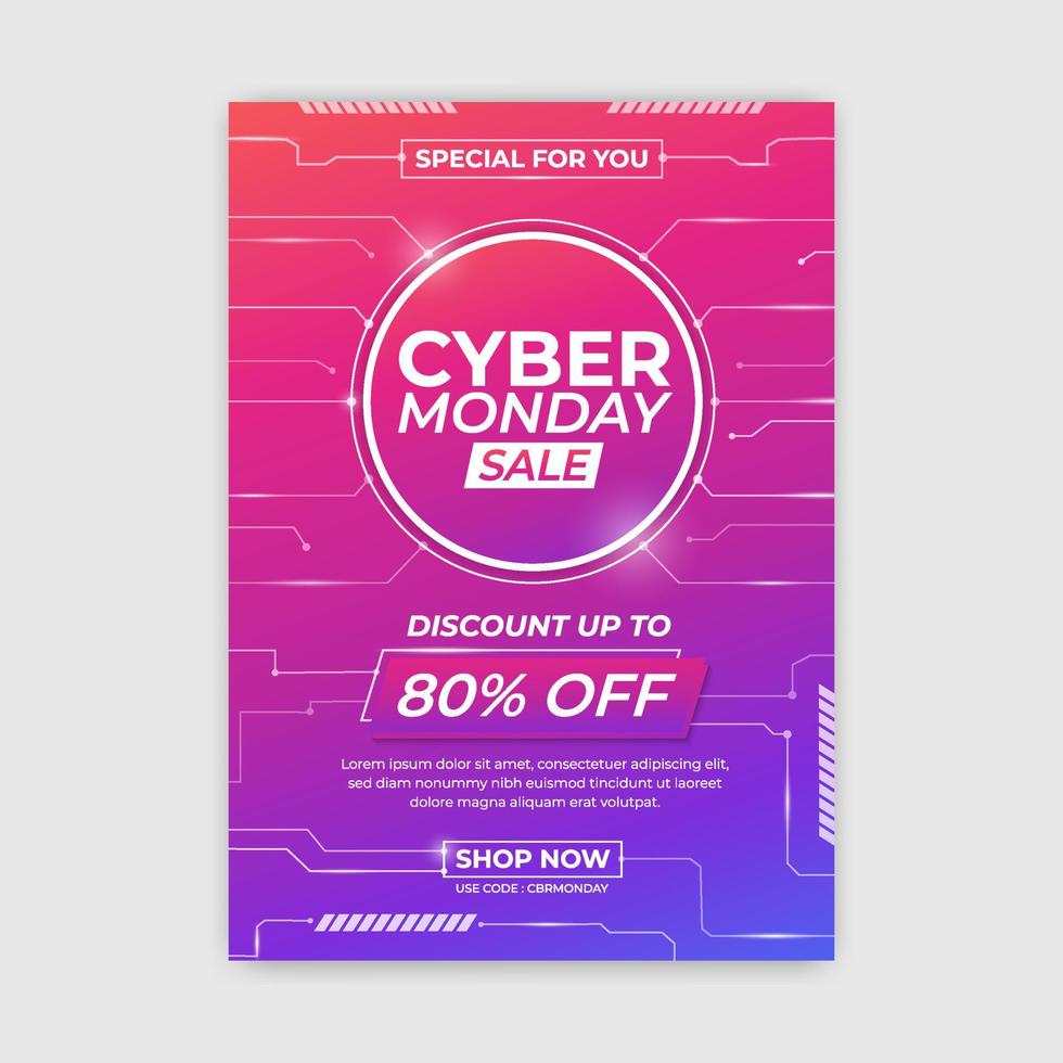 cartel moderno de venta cyber monday vector