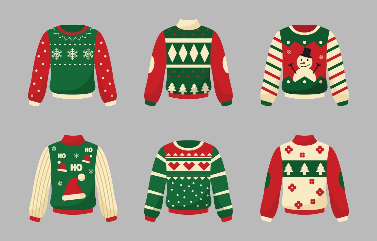 Chirstmas Ugly Sweater Sticker Collection vector