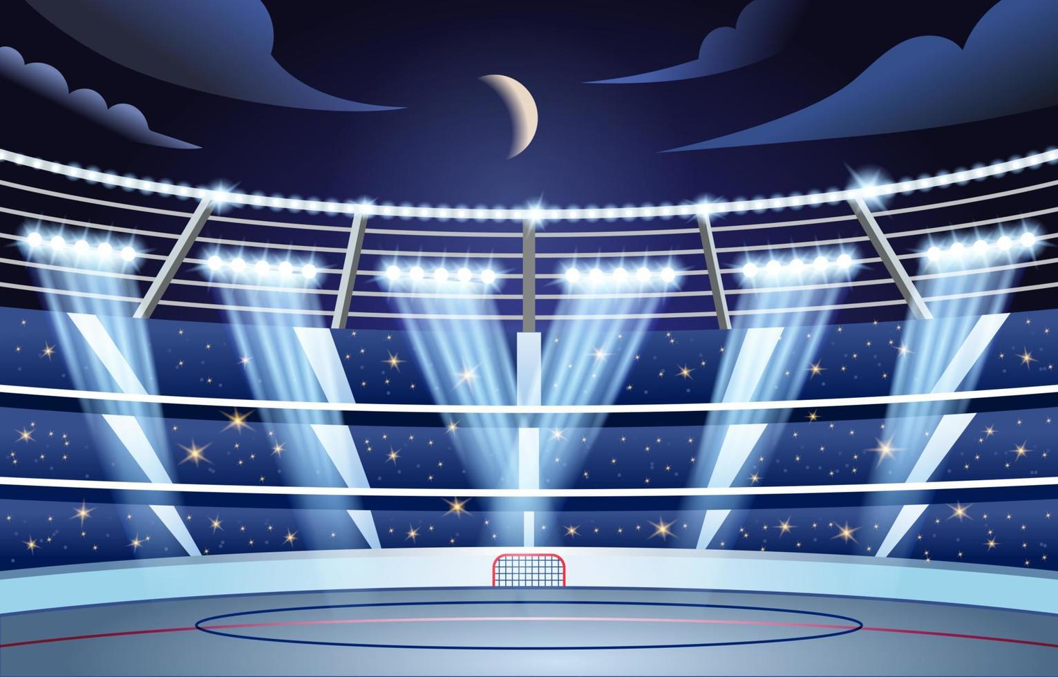 estadio de hockey en la noche con luz magnífica vector