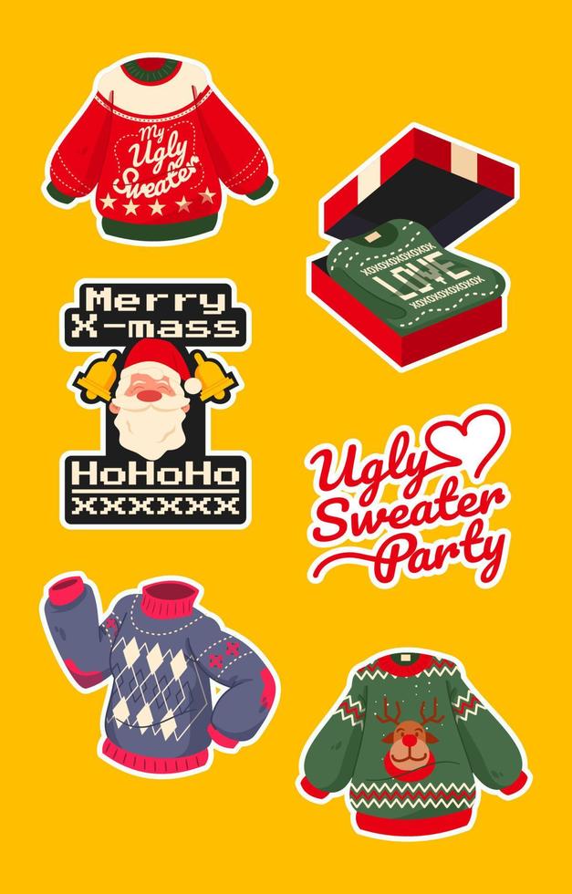 Funny Ugly Sweater Stickers vector
