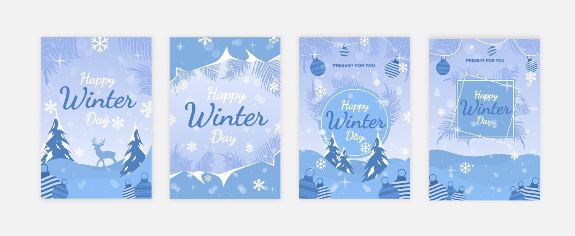 Winter Festivity Invitation Cold Blue Snow Template vector