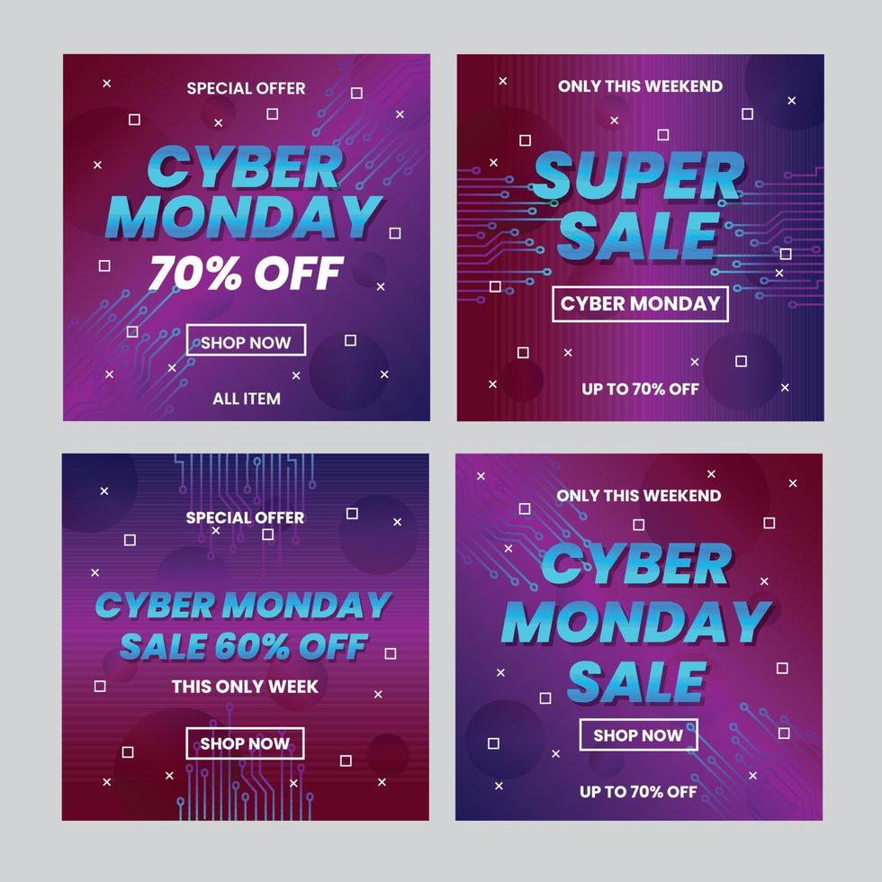 publicación de redes sociales de venta cyber monday vector