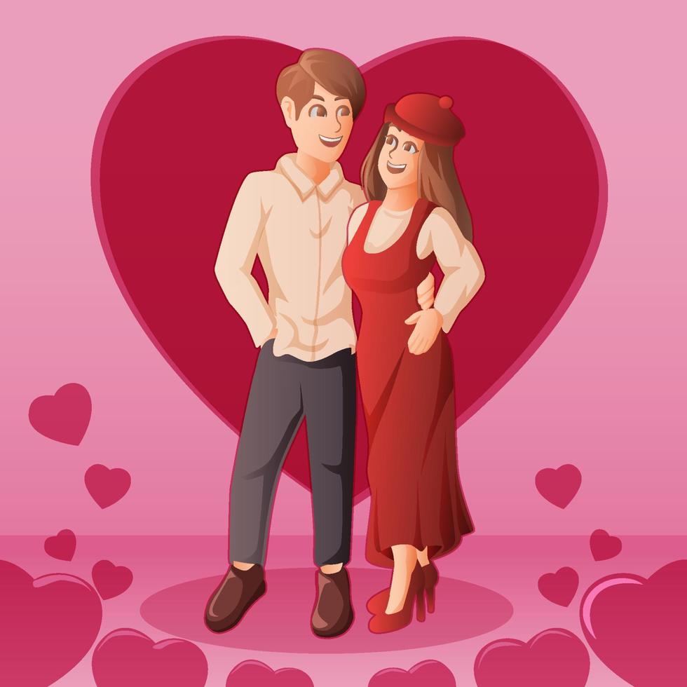 Romantic Couple Dating in Valentine's Day vector