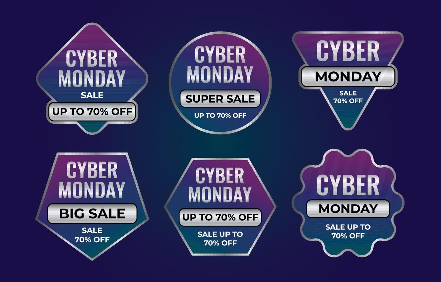 Cyber Monday Sale Sticker Set vector