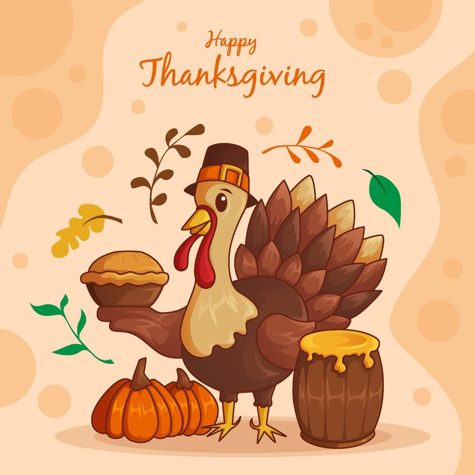 Turkey Celebrates Thanksgiving Concept vector