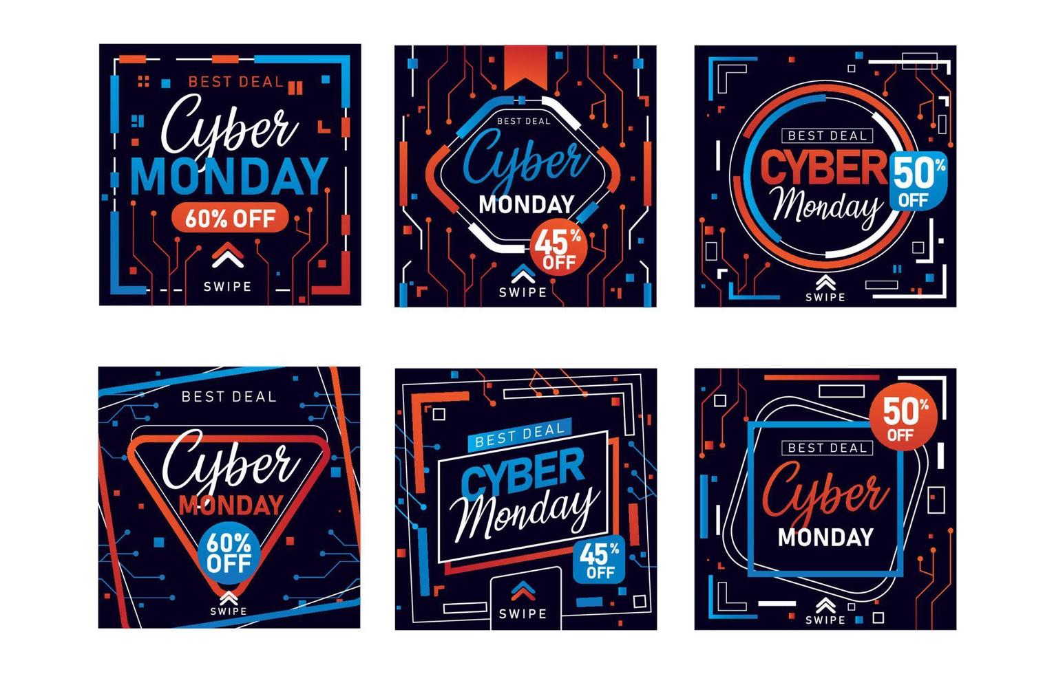 publicación de cyber monday en las redes sociales vector