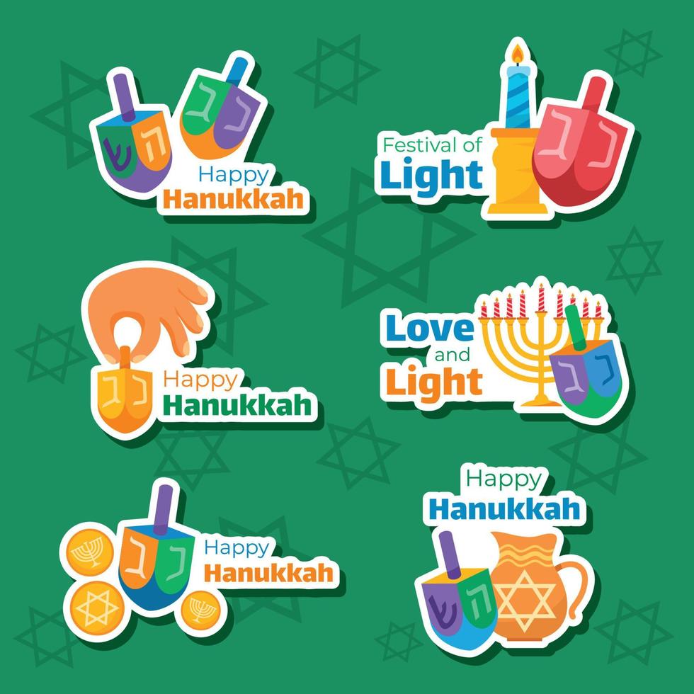 Set of Dreidel Stickers vector