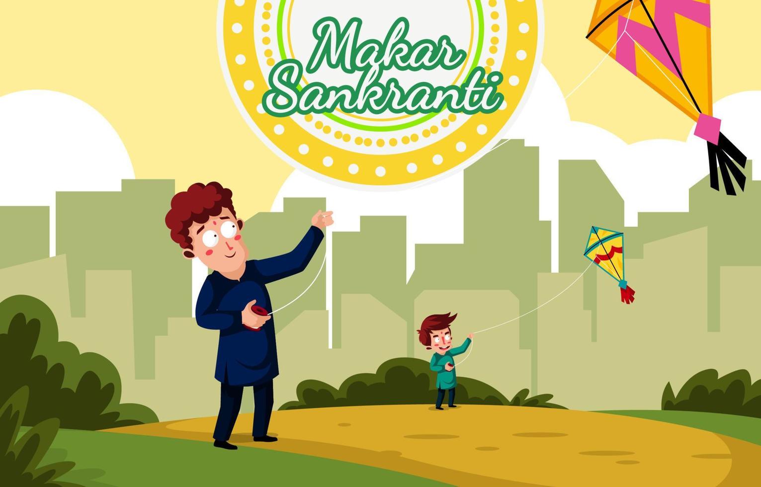 feliz dia makar sankranti vector