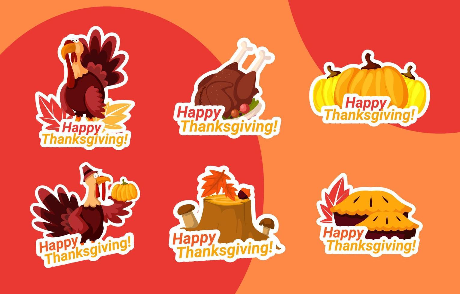 Happy Thanks Giving Stickers Collections vector