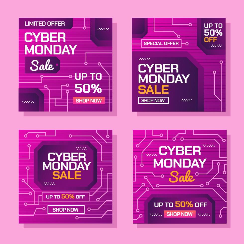 Cyber Monday Sale Social Media Template vector