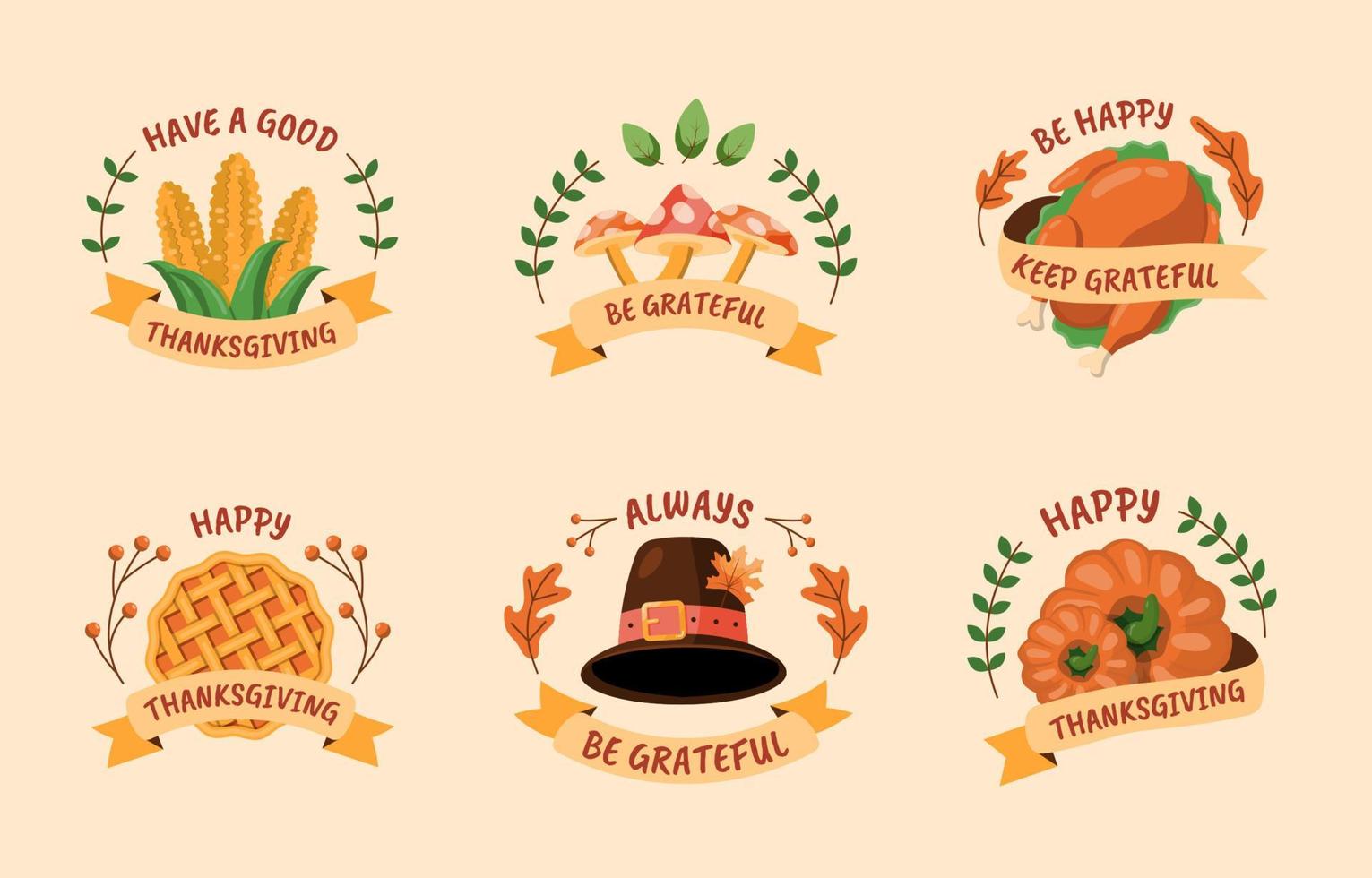 Thanksgiving Badge with Banner Collection vector