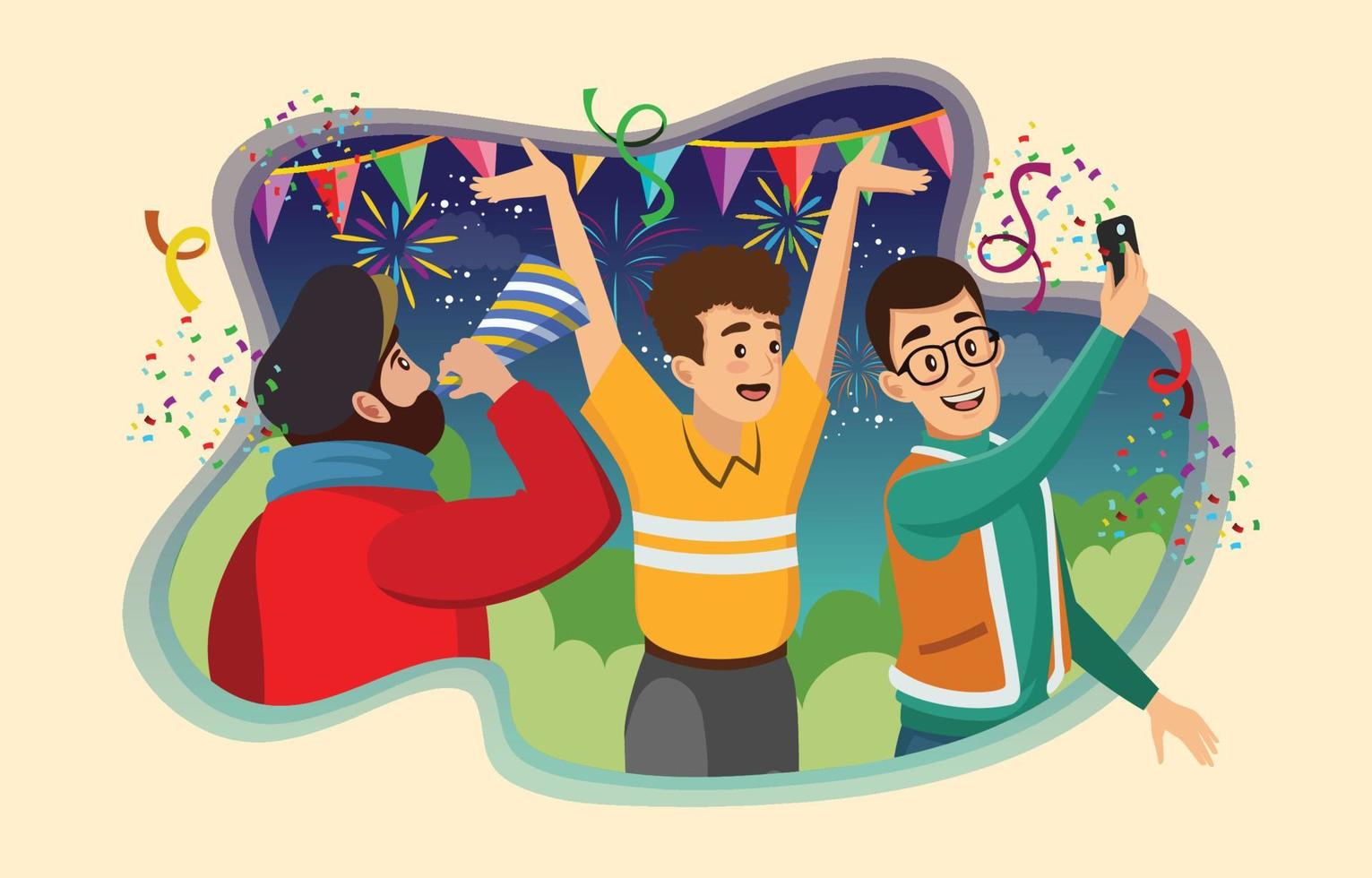 celebraciones de año nuevo con videollamada vector