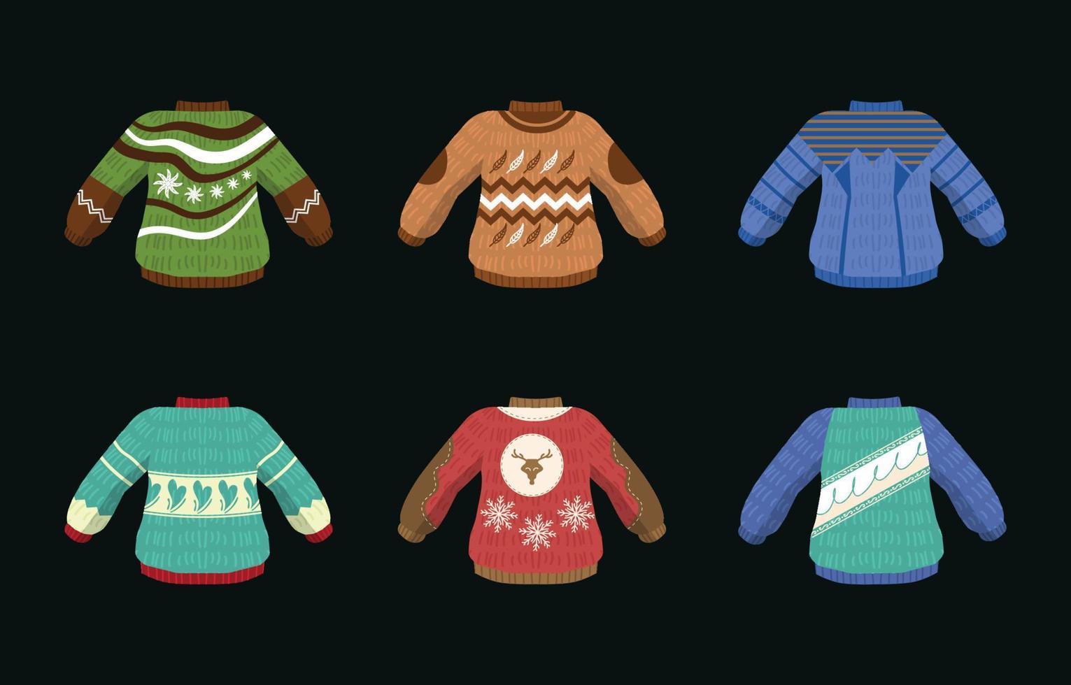 Ugly Sweater Sticker Set vector