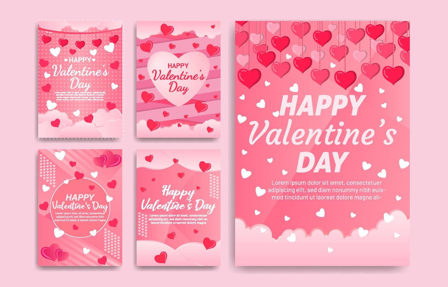 Set of Valentine's Day Card vector