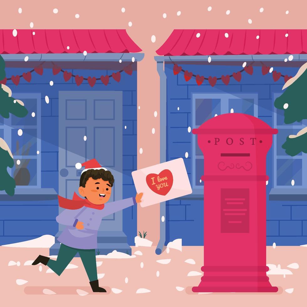 Boy Run Send Love Letter Concept vector