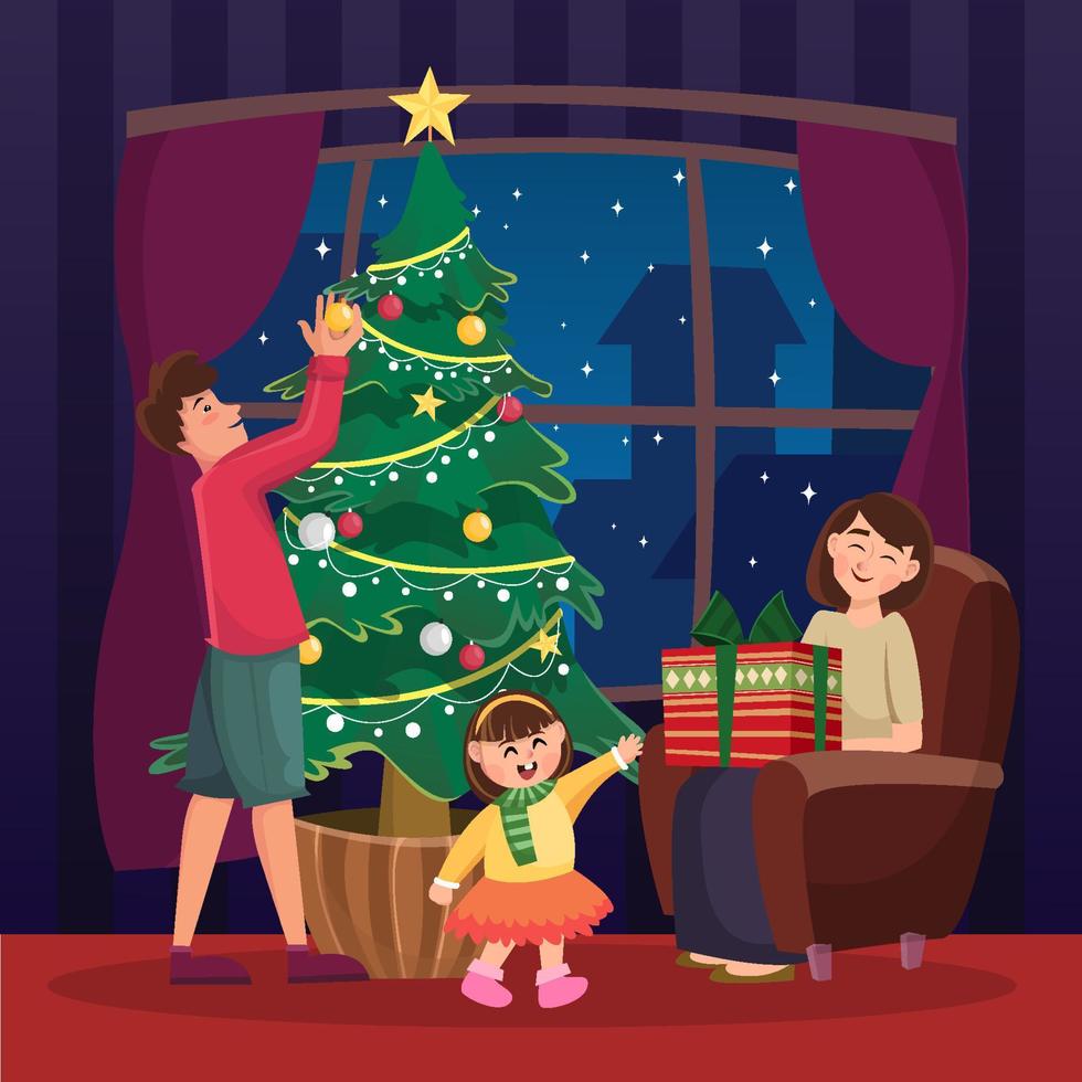 Happy Family on Christmas vector
