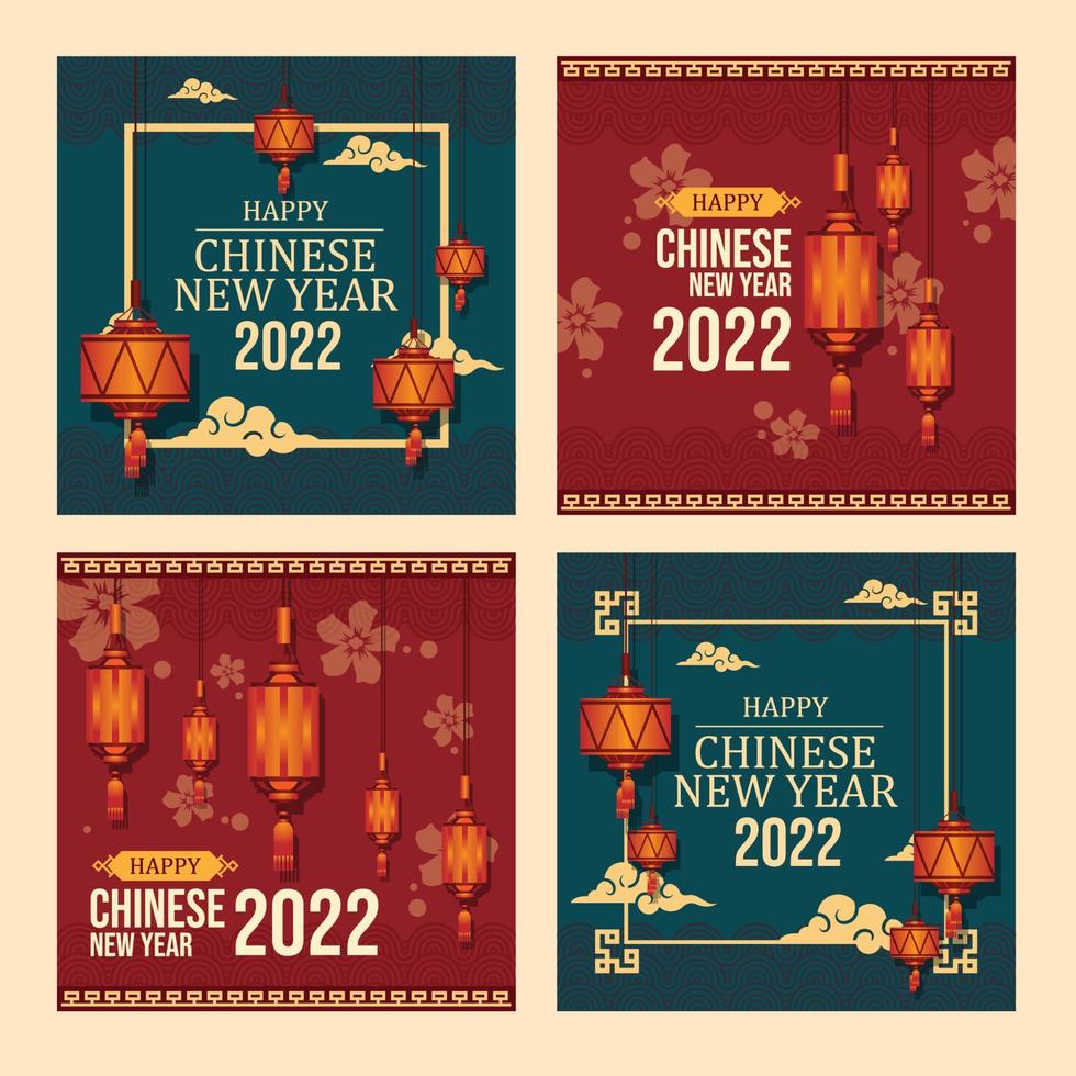 Chinese New Year 2022 Social Media Posts vector