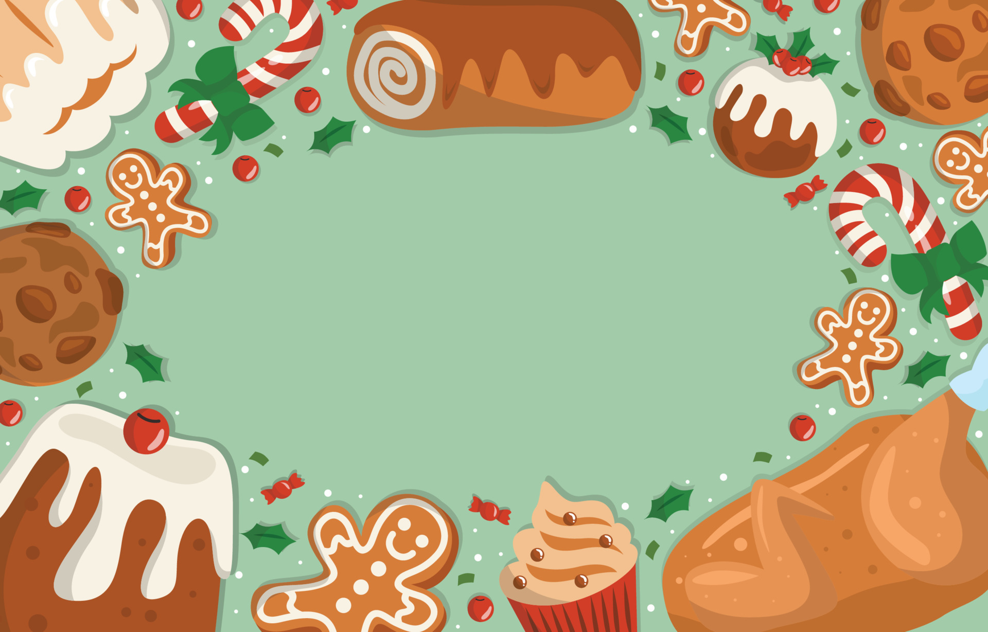 Christmas Food and Sweets Background 4569330 Vector Art at Vecteezy
