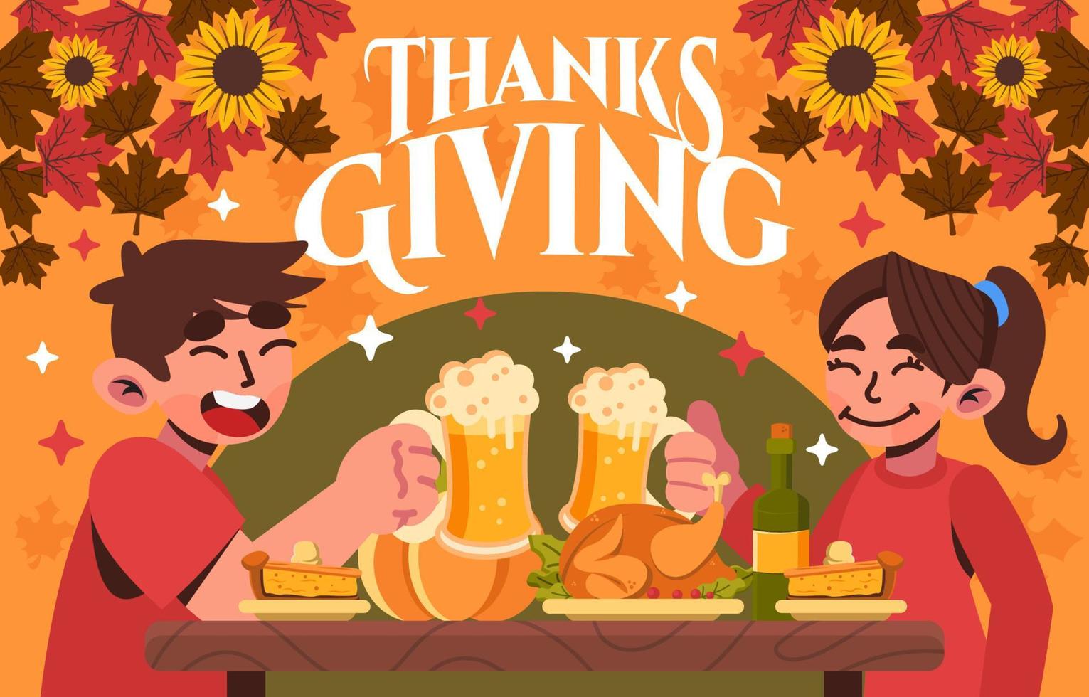 Couple Having Thanksgiving Dinner vector