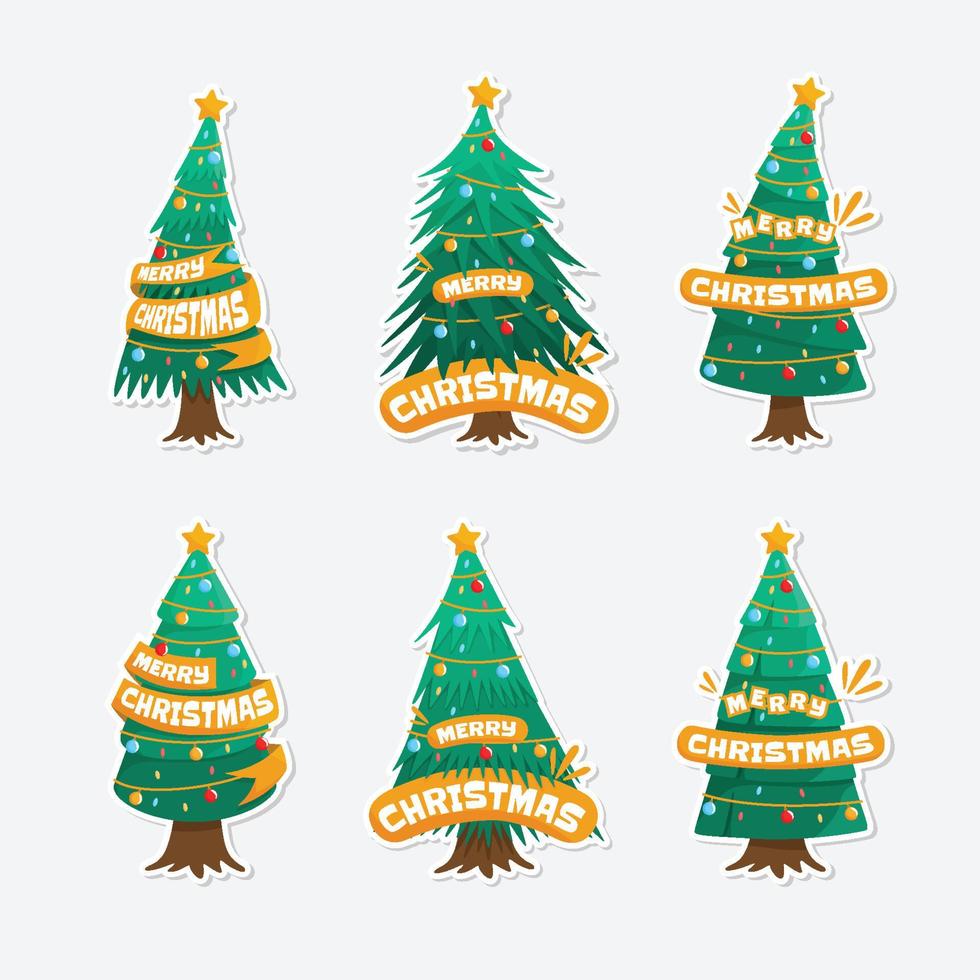 etiqueta engomada del árbol de pino de la Feliz Navidad vector