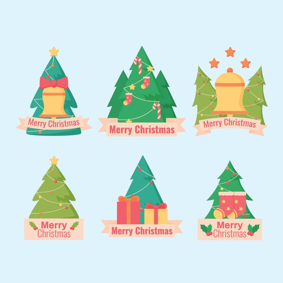 conjunto de etiquetas de árbol de navidad vector