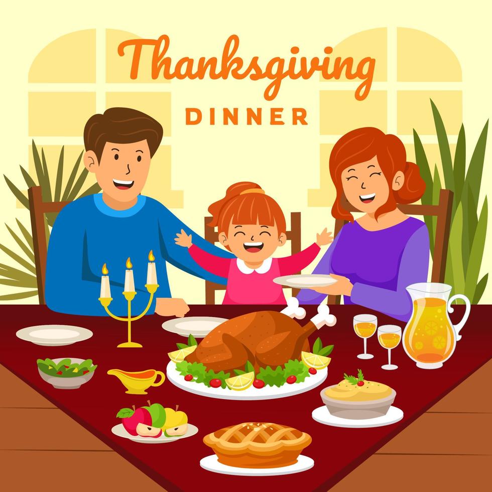 Thanksgiving Dinner with Family vector