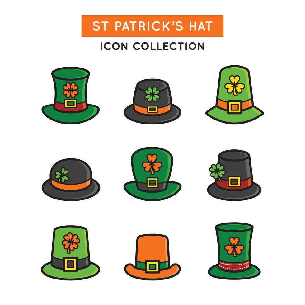 diferentes tipos de sombreros para celebrar san patricio. vector