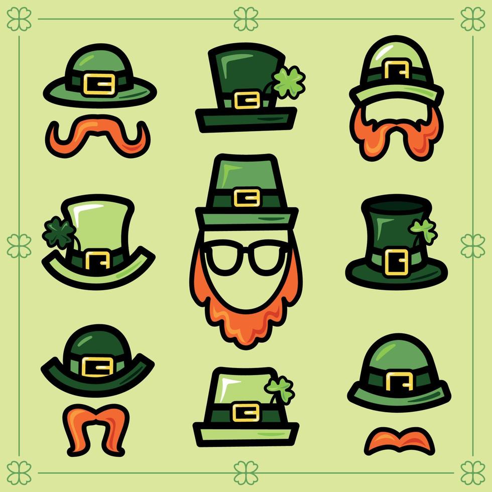 conjunto de iconos de sombreros del día de san patricio vector