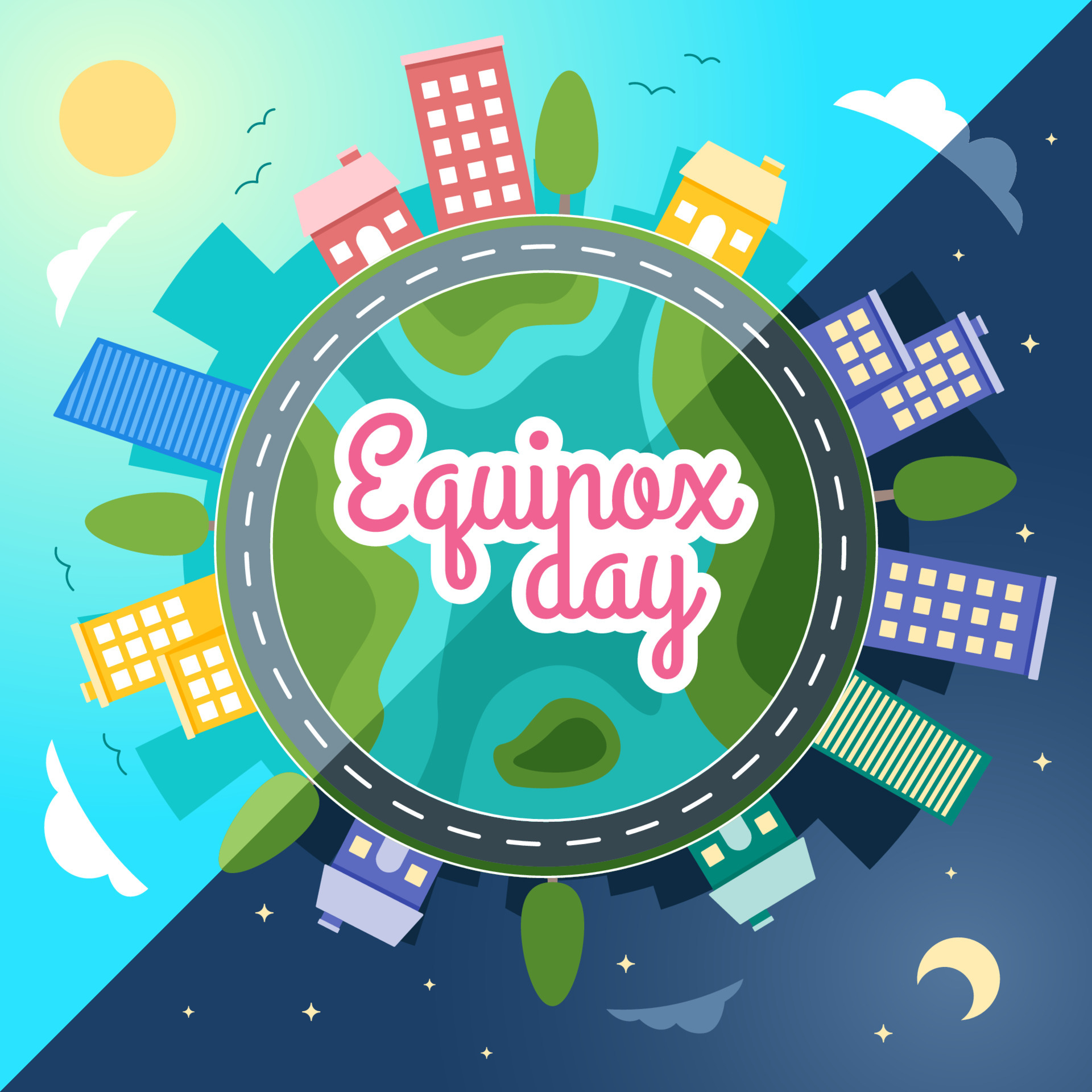 Equinox Solstice Half Night Half Day 4569418 Vector Art at Vecteezy