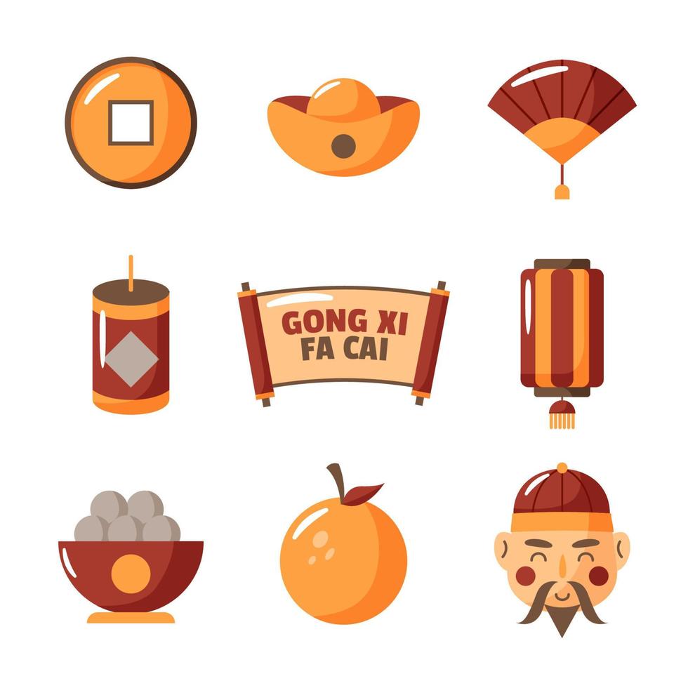 Gong Xi Fa Cai Icon Set vector