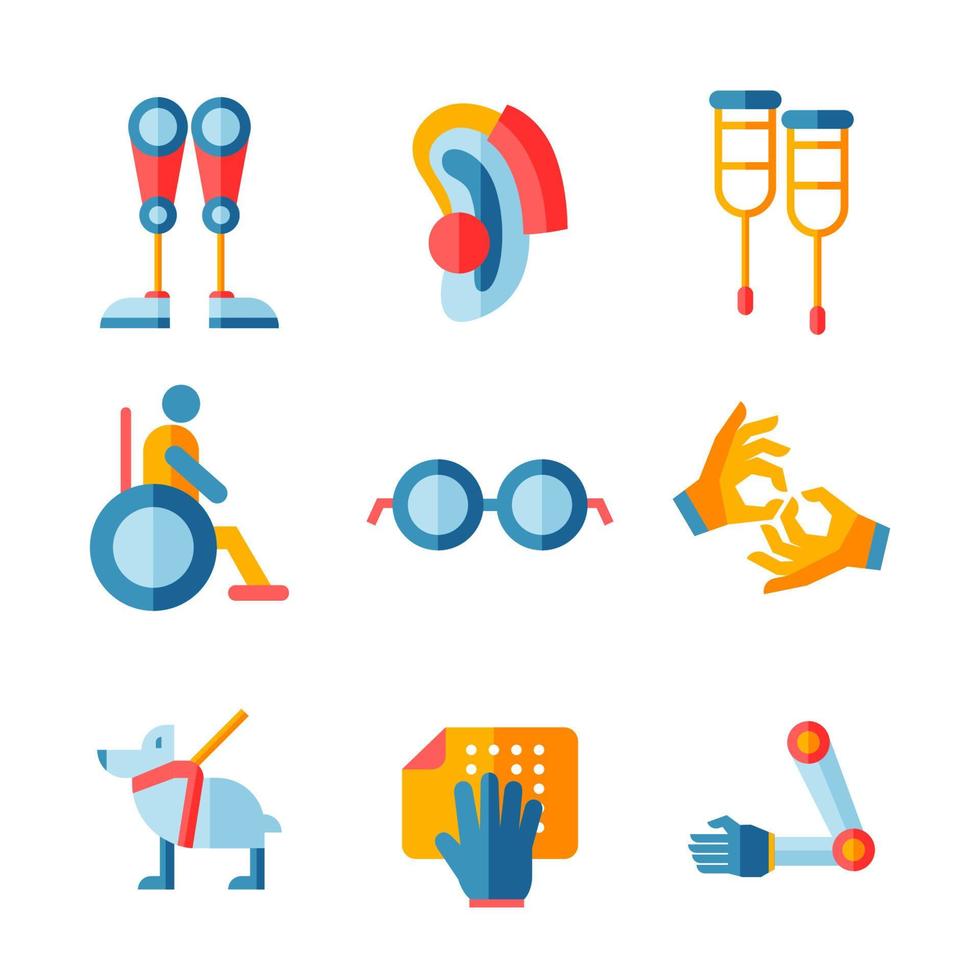 People With Disabilities Icon Set vector