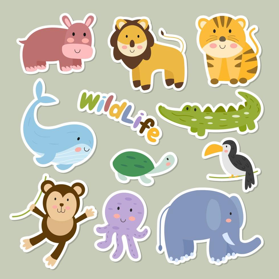 Wildlife Sticker Collection vector