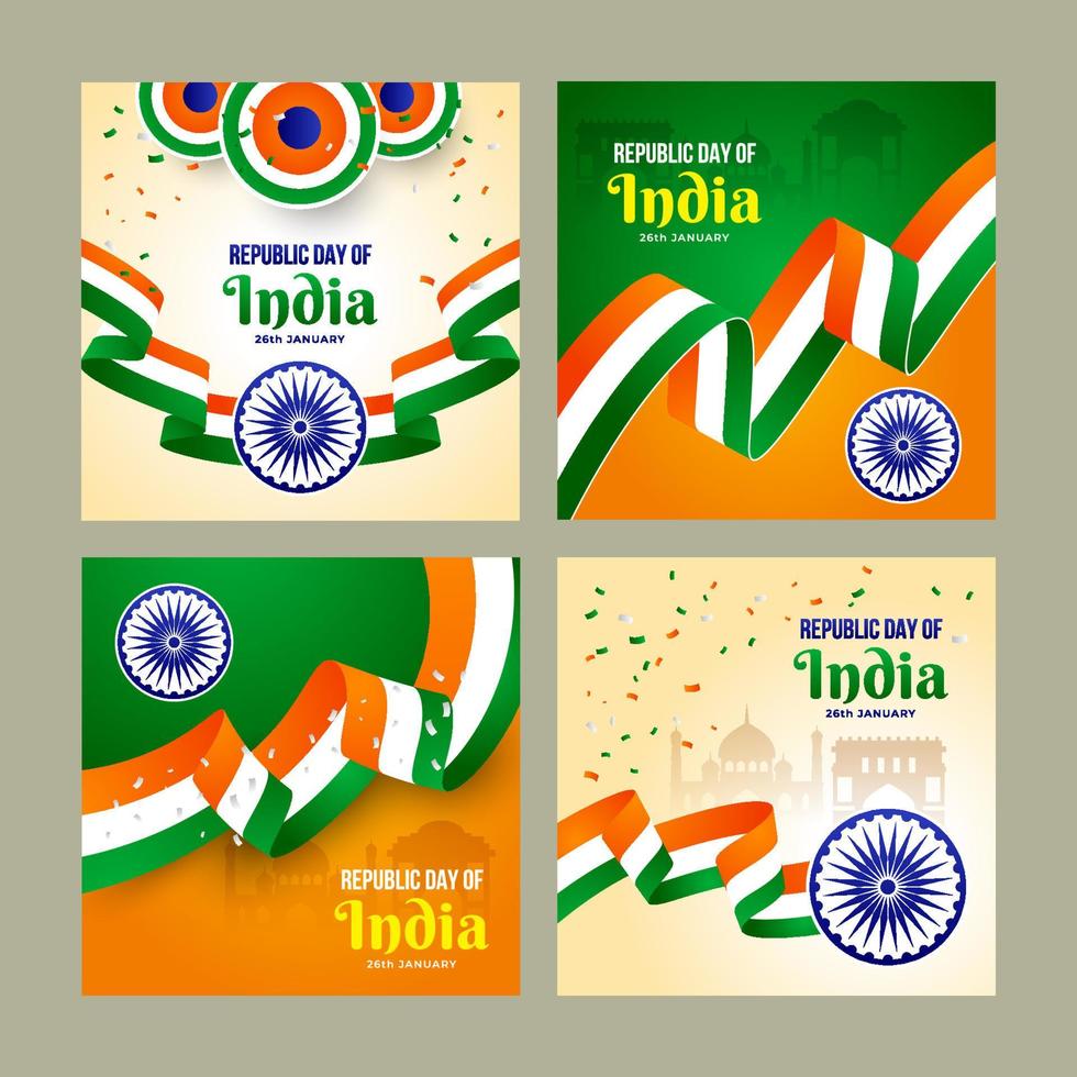 tarjeta de felicitación día de la república india vector