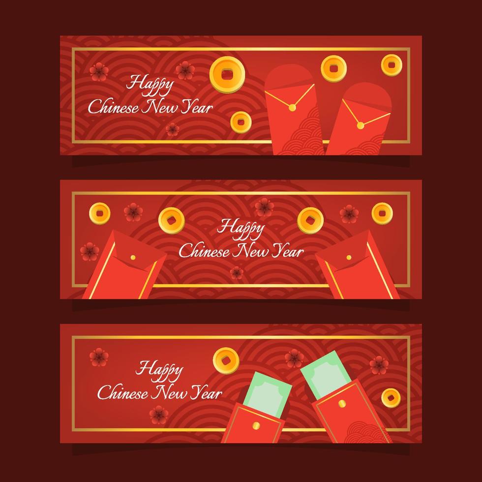 Chinese New Year Red Pocket Banner Collection vector