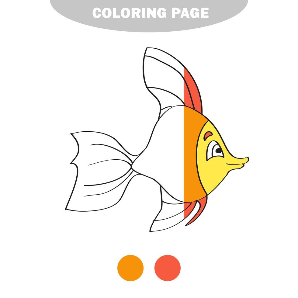 Simple coloring page. Drawing worksheet for preschool kids - Fish vector