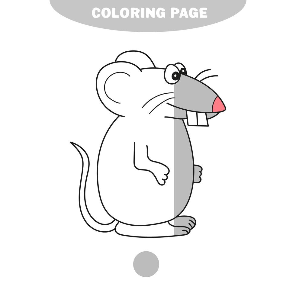 Simple coloring page. A cute rat - linear vector illustration for coloring