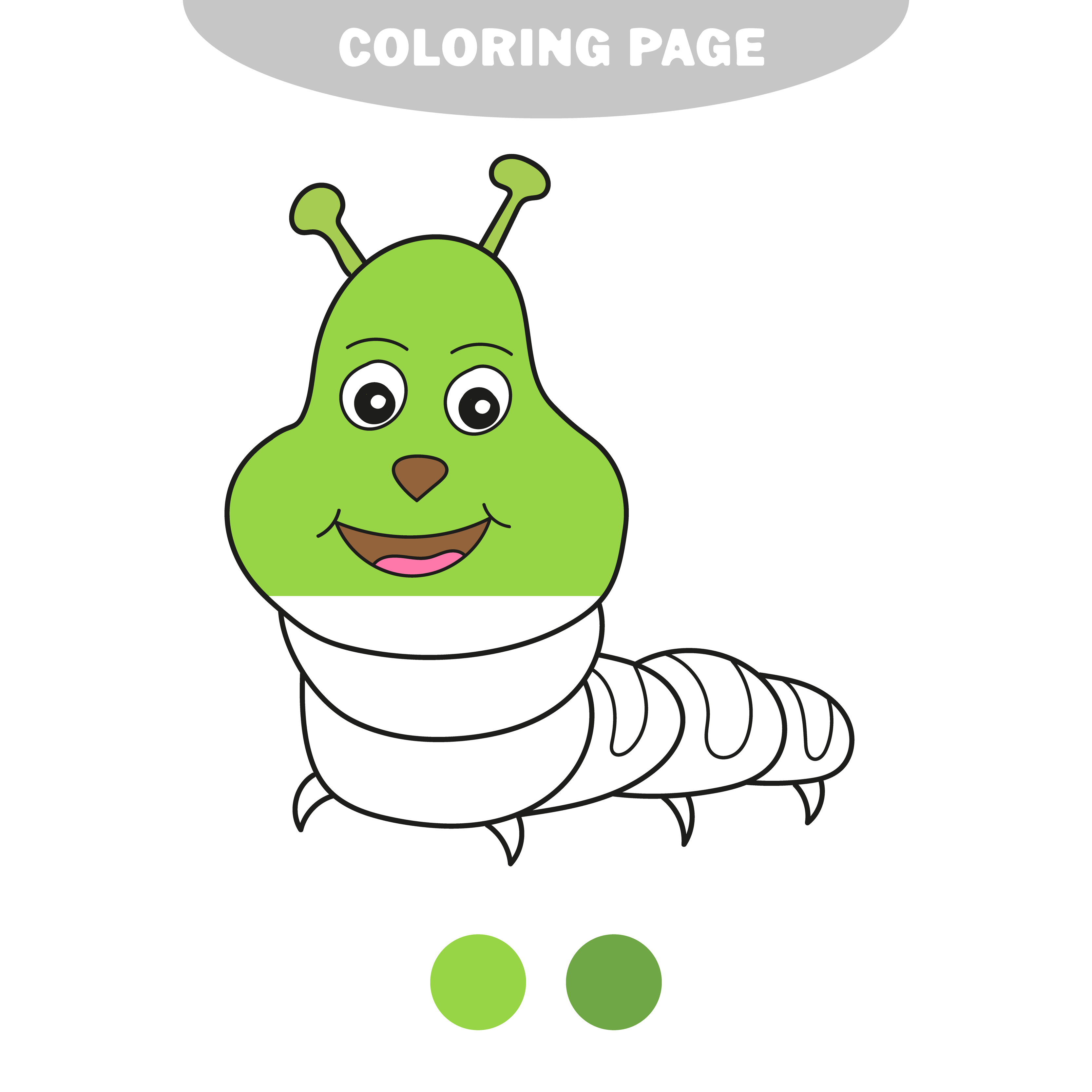 Simple coloring page. Caterpillar for coloring page. Cute simple caterpillar  4569517 Vector Art at Vecteezy