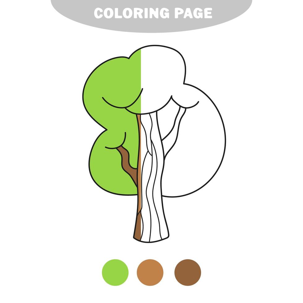 simple página para colorear. árbol de verano para colorear. libro para colorear para niños vector