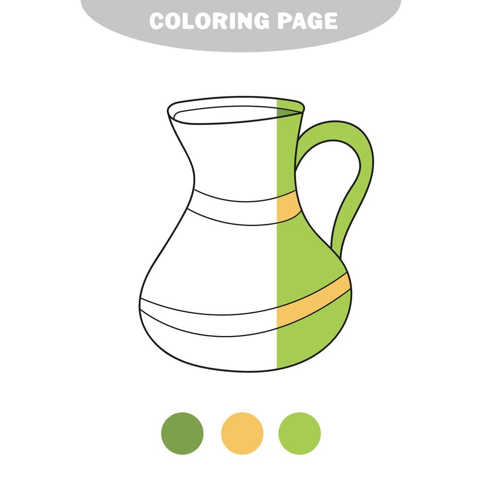 Simple coloring page. An outline vector illustration of a water jug isolated