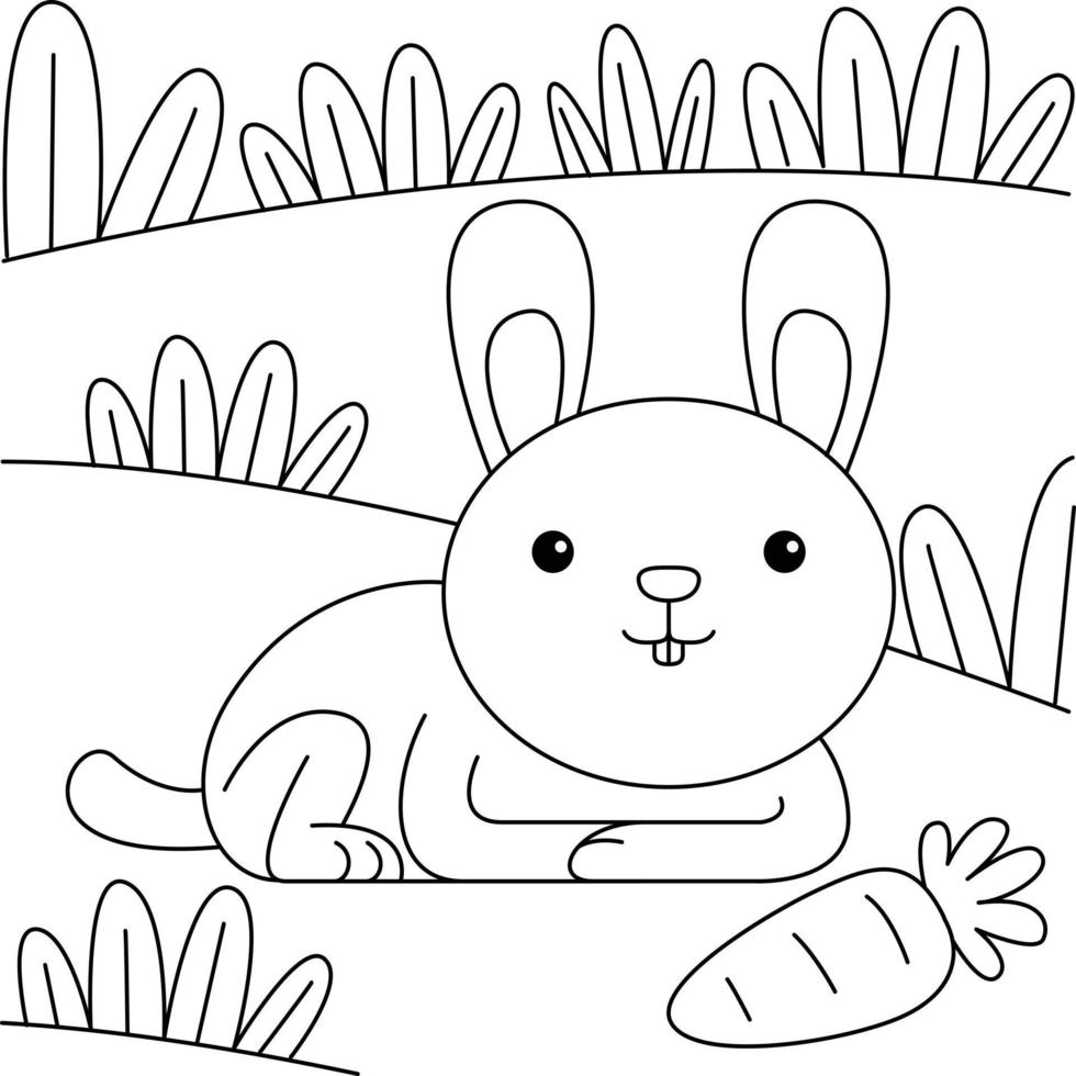 rabbit doodle coloring for kids vector