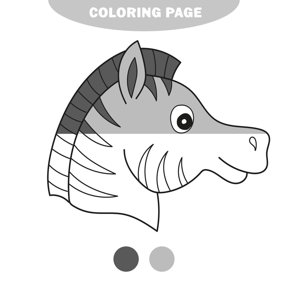 Simple coloring page. Coloring book for kids - zebra layout for game vector