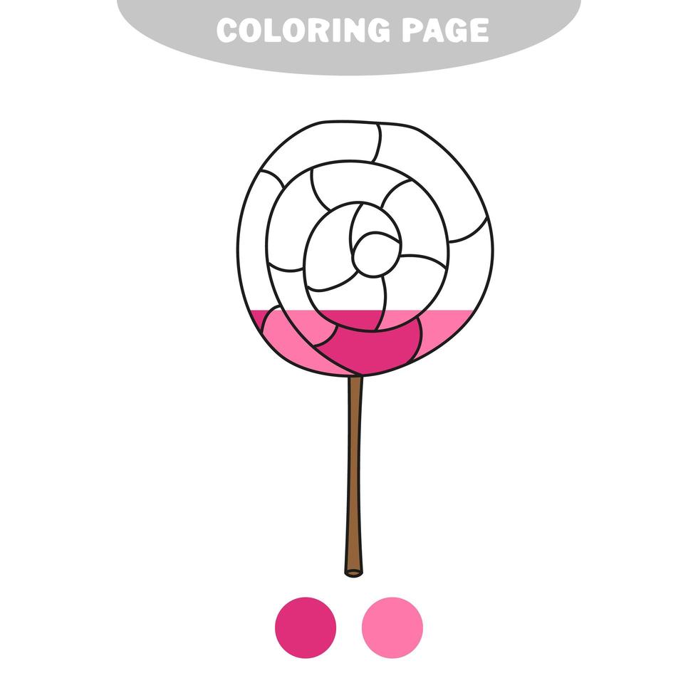 Simple coloring page. Line art black and white lollipop. Coloring book for kids vector