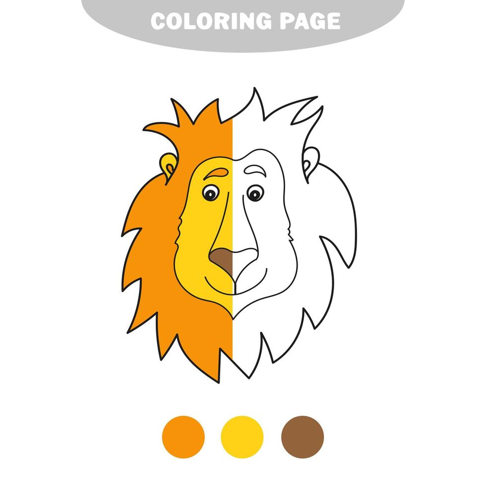 Simple coloring page. Coloring book for children. Cartoon cute lion vector