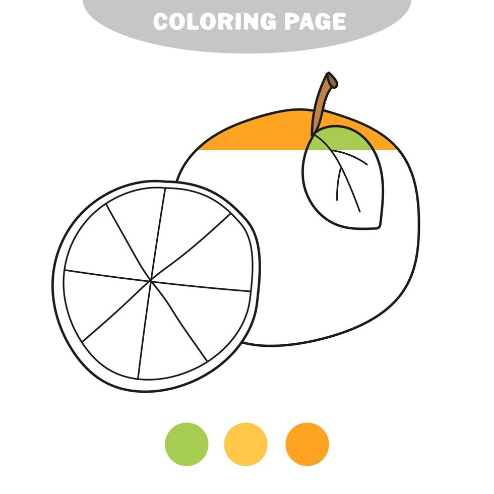simple página para colorear. libro para colorear naranja de dibujos animados. ilustración vectorial vector